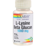 <img alt="Solaray, L-Lysine & Beta Glucan, 1,000 mg, 60 VegCaps" title="Solaray, L-Lysine & Beta Glucan, 1,000 mg, 60 VegCaps,076280048612"