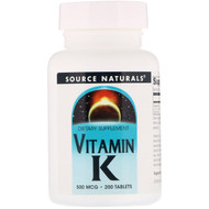 <img alt="Source Naturals, Vitamin K, 500 mcg, 200 Tablets" title="Source Naturals, Vitamin K, 500 mcg, 200 Tablets,021078014508"