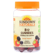 Sundown Naturals, B12, 500 mcg, Raspberry, Mixed Berry & Orange, 50 Gummies