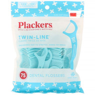 3 PACK of Plackers, Twin-Line, Dental Flossers, Cool Mint, 75 Count