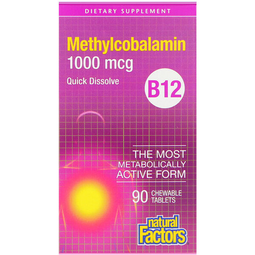 <img alt="Natural Factors, B12, Methylcobalamin, 1000 mcg, 90 Chewable Tablets" title="Natural Factors, B12, Methylcobalamin, 1000 mcg, 90 Chewable Tablets,068958012421"