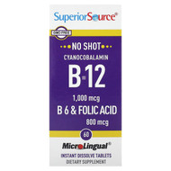 <img alt="Superior Source, Cyanocobalamin B-12, B-6 & Folic Acid, 60 MicroLingual Instant Dissolve Tablets" title="Superior Source, Cyanocobalamin B-12, B-6 & Folic Acid, 60 MicroLingual Instant Dissolve Tablets,076635906000"