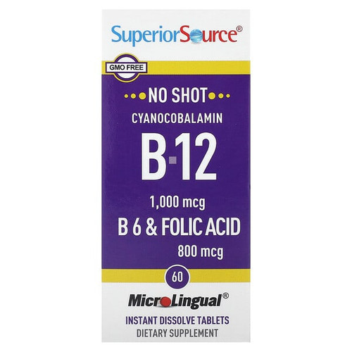 <img alt="Superior Source, Cyanocobalamin B-12, B-6 & Folic Acid, 60 MicroLingual Instant Dissolve Tablets" title="Superior Source, Cyanocobalamin B-12, B-6 & Folic Acid, 60 MicroLingual Instant Dissolve Tablets,076635906000"