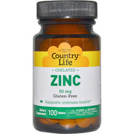 <img alt="Country Life, Zinc, Chelated, 50 mg, 100 Tablets" title="Country Life, Zinc, Chelated, 50 mg, 100 Tablets,015794029519"