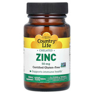 <img alt="Country Life, Chelated Zinc, 50 mg, 100 Tablets" title="Country Life, Chelated Zinc, 50 mg, 100 Tablets,015794029519"