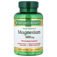 <img alt="Natures Bounty, Magnesium, High Potency, 500 mg, 200 Coated Tablets" title="Natures Bounty, Magnesium, High Potency, 500 mg, 200 Coated Tablets,074312530869"