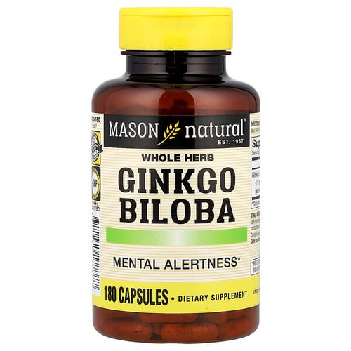 <img alt="Mason Natural, Whole Herb Ginkgo Biloba, 180 Capsules (125 mg per Capsule)" title="Mason Natural, Whole Herb Ginkgo Biloba, 180 Capsules (125 mg per Capsule),311845177377"