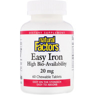 <img alt="Natural Factors, Easy Iron, Fruit Flavor, 20 mg, 60 Chewable Tablets" title="Natural Factors, Easy Iron, Fruit Flavor, 20 mg, 60 Chewable Tablets,068958016474"