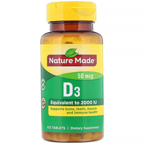 <img alt="Nature Made, Vitamin D3, 50 mcg, 100 Tablets" title="Nature Made, Vitamin D3, 50 mcg, 100 Tablets,031604026738"