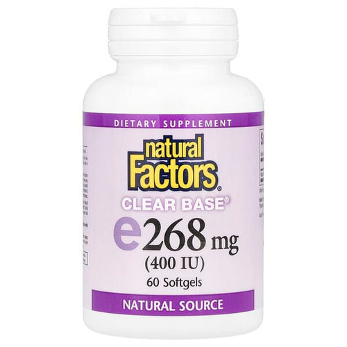<img alt="Natural Factors, Clear Base Vitamin E, 268 mg (400 IU), 60 Softgels" title="Natural Factors, Clear Base Vitamin E, 268 mg (400 IU), 60 Softgels,068958014432"