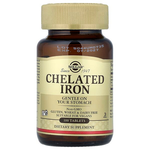 <img alt="Solgar, Chelated Iron, 100 Tablets (25 mg per Tablet)" title="Solgar, Chelated Iron, 100 Tablets (25 mg per Tablet),033984006805"