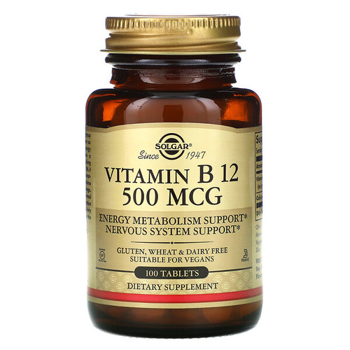<img alt="Solgar, Vitamin B12, 500 mcg, 100 Tablets" title="Solgar, Vitamin B12, 500 mcg, 100 Tablets,033984032200"