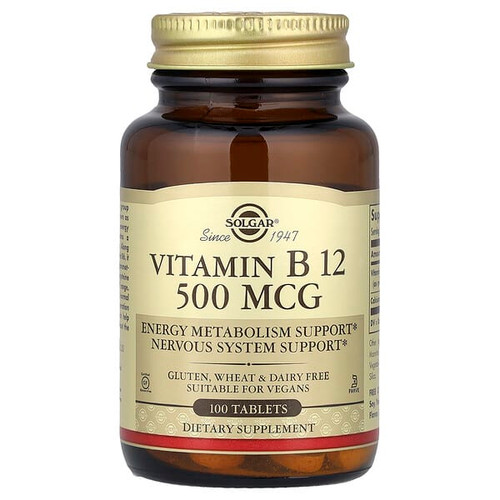 <img alt="Solgar, Vitamin B12, 500 mcg, 100 Tablets" title="Solgar, Vitamin B12, 500 mcg, 100 Tablets,033984032200"