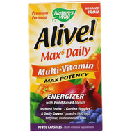 <img alt="Natures Way, Alive! Max6 Daily, Multi-Vitamin, No Added Iron, 90 Veg Capsules" title="Natures Way, Alive! Max6 Daily, Multi-Vitamin, No Added Iron, 90 Veg Capsules,033674150924"