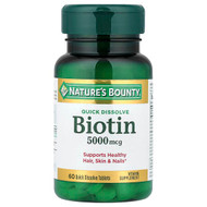 <img alt="Natures Bounty, Biotin, Strawberry, 5,000 mcg, 60 Quick Dissolve Tablets" title="Natures Bounty, Biotin, Strawberry, 5,000 mcg, 60 Quick Dissolve Tablets,074312589133"