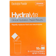 Hydralyte, Clinical Hydration, Electrolyte Powder, Orange, 10 packets 0.17 oz (4.9 g) Each