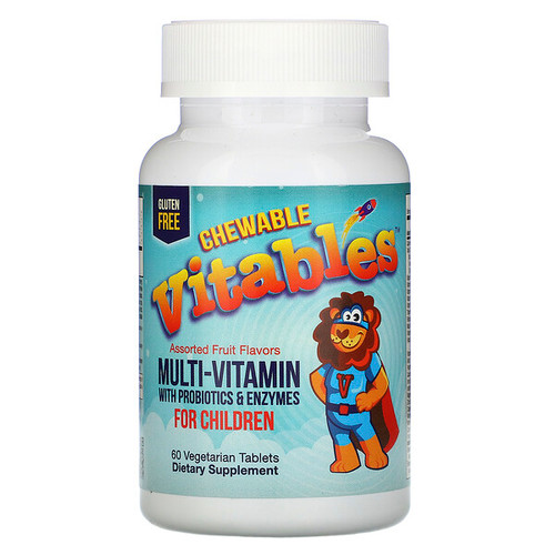 <img alt="Vitables, Chewable Multi-Vitamins with Probiotics & Enzymes for Children, Assorted Fruit Flavors, 60 Vegetarian Tablets" title="Vitables, Chewable Multi-Vitamins with Probiotics & Enzymes for Children, Assorted Fruit Flavors, 60 Vegetarian Tablets,898220014569"