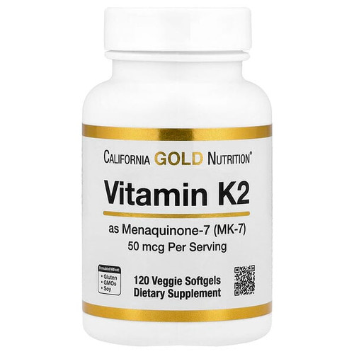 <img alt="California Gold Nutrition, Vitamin K2 (as Menaquinone-7), 50 mcg , 120 Veggie Softgels" title="California Gold Nutrition, Vitamin K2 (as Menaquinone-7), 50 mcg , 120 Veggie Softgels,898220015504"