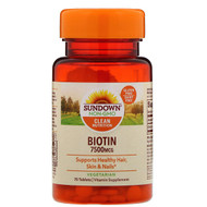Sundown Naturals, Biotin, 7,500 mcg, 75 Tablets