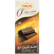 3 PACK of Valor, 0% Sugar Added, Creamy 70% Dark Chocolate, with Orange, 3.5 oz (100 g)