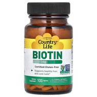 <img alt="Country Life, Biotin, 1 mg, 100 Tablets" title="Country Life, Biotin, 1 mg, 100 Tablets,015794065036"