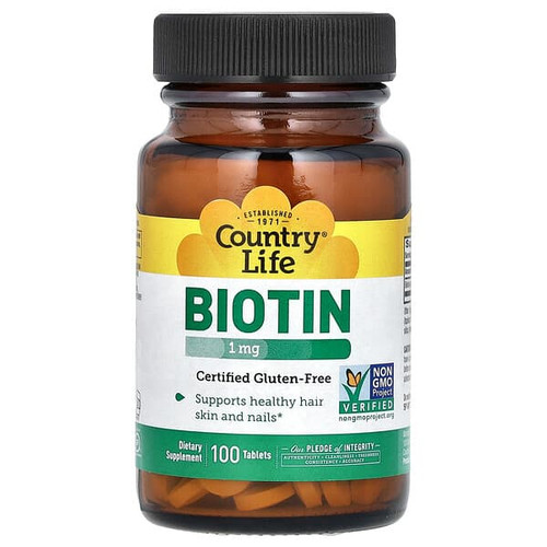 <img alt="Country Life, Biotin, 1 mg, 100 Tablets" title="Country Life, Biotin, 1 mg, 100 Tablets,015794065036"