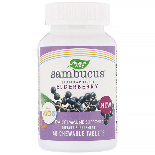 <img alt="Natures Way, Sambucus for Kids, Standardized Elderberry, 40 Chewable Tablets" title="Natures Way, Sambucus for Kids, Standardized Elderberry, 40 Chewable Tablets,033674129616"