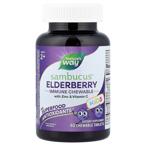 <img alt="Natures Way, Sambucus Elderberry Immune Chewable, Ages 2+, 40 Chewable Tablets" title="Natures Way, Sambucus Elderberry Immune Chewable, Ages 2+, 40 Chewable Tablets,033674129616"