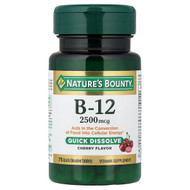 <img alt="Natures Bounty, Vitamin B-12, Cherry, 2,500 mcg, 75 Quick Dissolve Tablets" title="Natures Bounty, Vitamin B-12, Cherry, 2,500 mcg, 75 Quick Dissolve Tablets,074312589119"