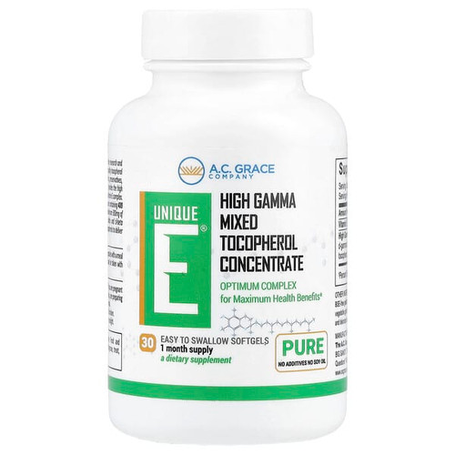 <img alt="A.C. Grace Company, Unique E, High Gamma Mixed Tocopherol Concentrate, 30 Softgels" title="A.C. Grace Company, Unique E, High Gamma Mixed Tocopherol Concentrate, 30 Softgels,894612001117"