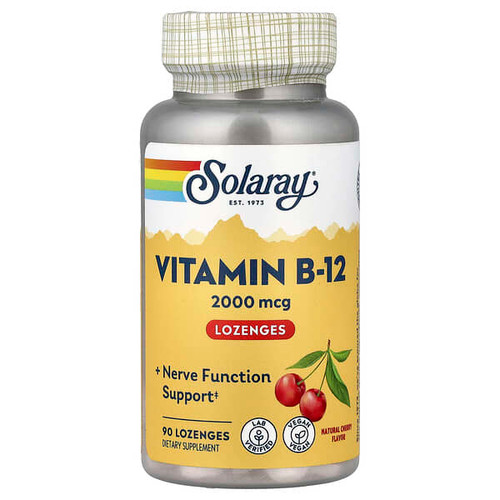 <img alt="Solaray, Vitamin B-12, Natural Cherry, 2,000 mcg, 90 Lozenges" title="Solaray, Vitamin B-12, Natural Cherry, 2,000 mcg, 90 Lozenges,076280043501"