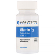 Lake Avenue Nutrition, Vitamin D3, 10,000 IU, 360 Softgels