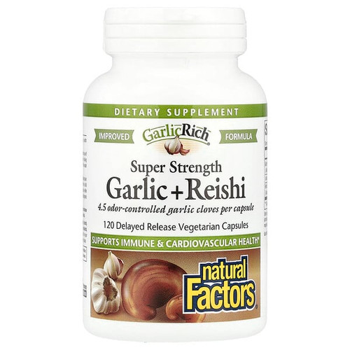 <img alt="Natural Factors, GarlicRich, Super Strength Garlic + Reishi, 120 Delayed Release Vegetarian Capsules" title="Natural Factors, GarlicRich, Super Strength Garlic + Reishi, 120 Delayed Release Vegetarian Capsules,068958023342"