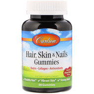Carlson Labs, Hair Skin & Nails, Natural Mixed Berry Flavor, 60 Gummies
