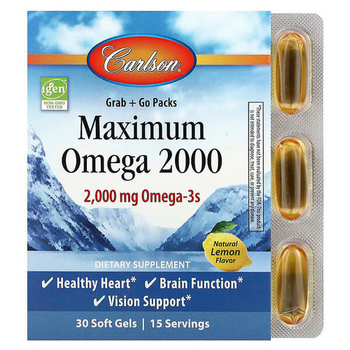 <img alt="Carlson, Maximum Omega 2000, Natural Lemon, 30 Soft Gels (1,000 mg per Soft Gel)" title="Carlson, Maximum Omega 2000, Natural Lemon, 30 Soft Gels (1,000 mg per Soft Gel),088395600203"