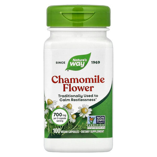 <img alt="Natures Way, Chamomile Flower, 700 mg, 100 Vegan Capsules (350 mg per Capsule)" title="Natures Way, Chamomile Flower, 700 mg, 100 Vegan Capsules (350 mg per Capsule),033674116005"