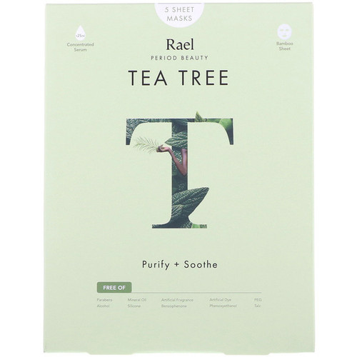 <img alt="Rael, Tea Tree Sheet Masks, 5 Sheets" title="Rael, Tea Tree Sheet Masks, 5 Sheets,856032008237"