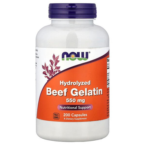 <img alt="NOW Foods, Hydrolyzed Beef Gelatin, 200 Capsules (550 mg per Capsules)" title="NOW Foods, Hydrolyzed Beef Gelatin, 200 Capsules (550 mg per Capsules),733739065056"