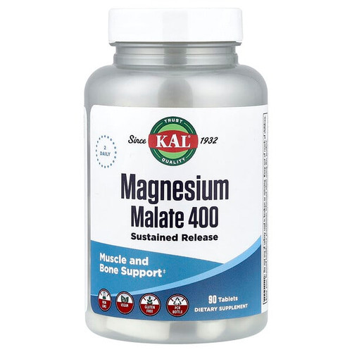 <img alt="KAL, Magnesium Malate 400, 90 Tablets (200 mg per Tablet)" title="KAL, Magnesium Malate 400, 90 Tablets (200 mg per Tablet),021245813095"