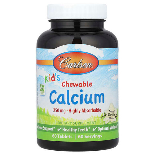 <img alt="Carlson, Kids, Chewable Calcium, Natural Vanilla, 250 mg, 60 Tablets" title="Carlson, Kids, Chewable Calcium, Natural Vanilla, 250 mg, 60 Tablets,088395050831"
