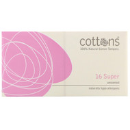 <img alt="Cottons Comforts, 100% Natural Cotton Tampons, Super, Unscented, 16 Tampons" title="Cottons Comforts, 100% Natural Cotton Tampons, Super, Unscented, 16 Tampons,9318153001814"