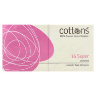 <img alt="Cottons, 100% Natural Cotton Tampons, Super, Unscented, 16 Tampons" title="Cottons, 100% Natural Cotton Tampons, Super, Unscented, 16 Tampons,9318153001814"