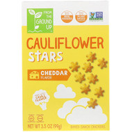 3 PACK of From The Ground Up, Cauliflower Stars, Baked Snack Crackers, Cheddar, 3.5 oz (99 g)