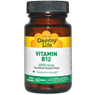 <img alt="Country Life, Vitamin B12, 1000 mcg, 60 Tablets" title="Country Life, Vitamin B12, 1000 mcg, 60 Tablets,015794062912"