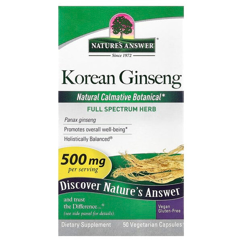 <img alt="Natures Answer, Korean Ginseng, 500 mg, 50 Vegetarian Capsules" title="Natures Answer, Korean Ginseng, 500 mg, 50 Vegetarian Capsules,083000162343"