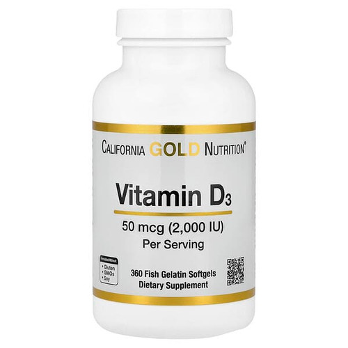 <img alt="California Gold Nutrition, Vitamin D3, 50 mcg (2,000 IU), 360 Fish Gelatin Softgels" title="California Gold Nutrition, Vitamin D3, 50 mcg (2,000 IU), 360 Fish Gelatin Softgels,898220011803"