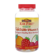Nature Made, Kids First, Calcium + Vitamin D3 Gummies, Cherry, Orange & Strawberry, 65 Gummies