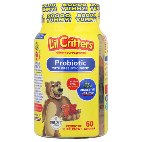 <img alt="Lil Critters, Probiotic With Prebiotic Fiber, Cherry, Orange & Grape Flavor, 60 Gummies (0.5 Billion CFU per Gummy)" title="Lil Critters, Probiotic With Prebiotic Fiber, Cherry, Orange & Grape Flavor, 60 Gummies (0.5 Billion CFU per Gummy),027917001197"