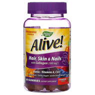 <img alt="Natures Way, Alive! Hair, Skin & Nails with Collagen, Strawberry Flavored, 60 Gummies" title="Natures Way, Alive! Hair, Skin & Nails with Collagen, Strawberry Flavored, 60 Gummies,033674119730"