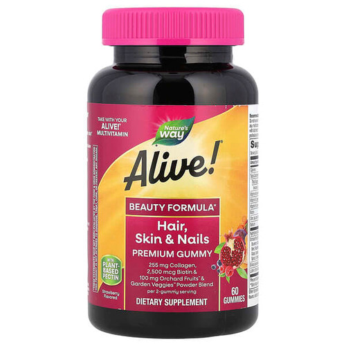 <img alt="Natures Way, Alive Hair, Skin & Nails Premium Gummy, Strawberry, 60 Gummies" title="Natures Way, Alive Hair, Skin & Nails Premium Gummy, Strawberry, 60 Gummies,033674119730"